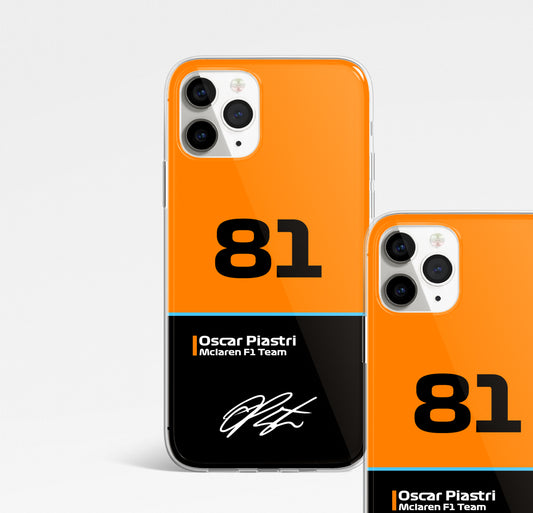 Oscar Piastri Mclaren 81 Formula 1 Phone case. Iphone, Samsung, Huawei.